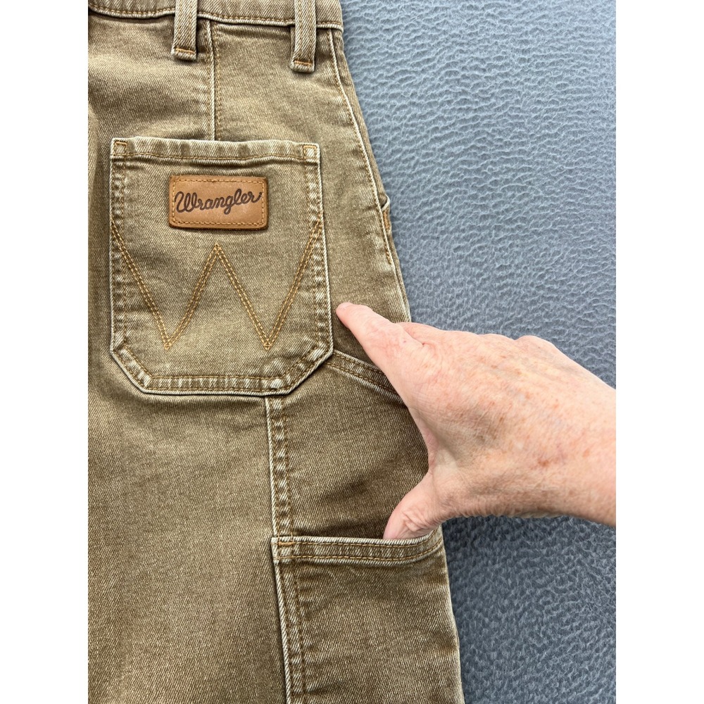Wrangler Jeans Women's Size 25 Tan Brown Wide Leg Crop High Rise Patch Pocket - Picture 9 of 14